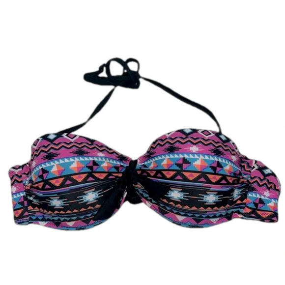 XL halter bikini top XL Aztec print halter bikini top removable straps - Picture 1 of 10
